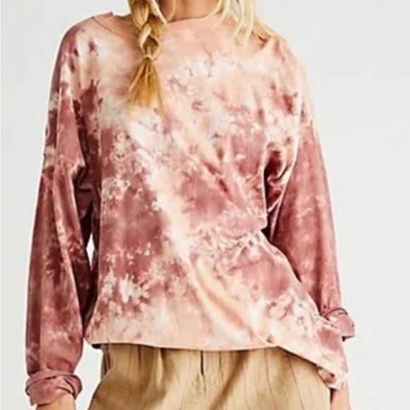 Free People Women's Be Free Tie Dye Top - Cabernet Combo Size L - Picture 4 of 4